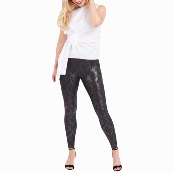 Spanx Faux Leather Brocade Leggings - Picture 2 of 6